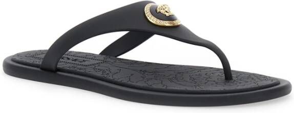 Versace Zwarte Rubber Slides Sandalen Black Dames