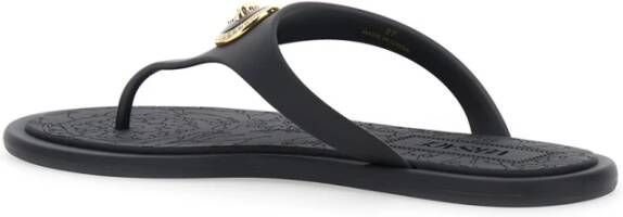 Versace Zwarte Rubber Slides Sandalen Black Dames