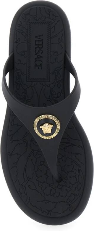 Versace Zwarte Rubber Slides Sandalen Black Dames