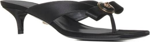 Versace Zwarte Satijnen Strik Sandalen Black Dames