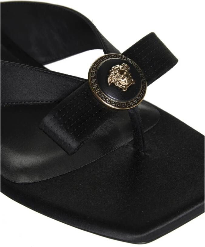 Versace Zwarte Satijnen Strik Sandalen Black Dames