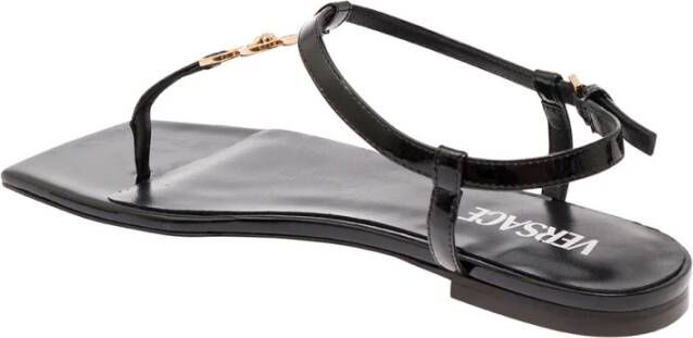 Versace Zwarte Slangeprint Leren Sandalen Black Dames