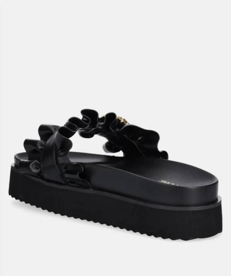 Versace Zwarte slippers met pin gesp sluiting Black Dames