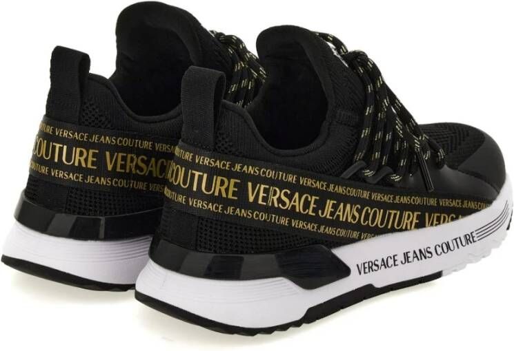 Versace Zwarte Sneakers met Gouden Logo Black Dames