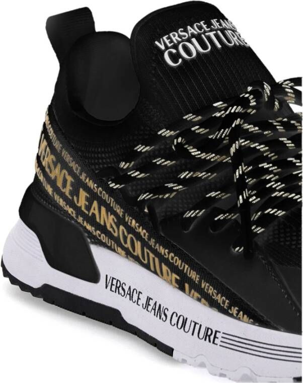 Versace Zwarte Sneakers met Gouden Logo Black Dames