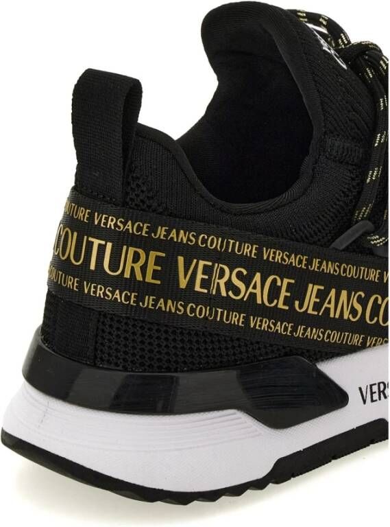 Versace Zwarte Sneakers met Gouden Logo Black Dames