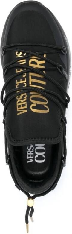 Versace Zwarte Sneakers met Gouden Logo Black Heren