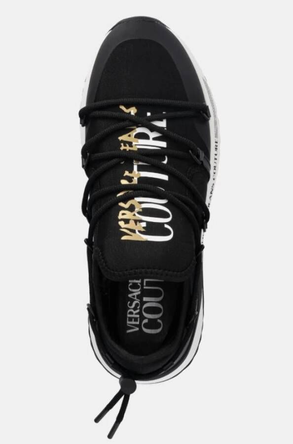 Versace Zwarte Sneakers met Gouden Logo Print Black Heren