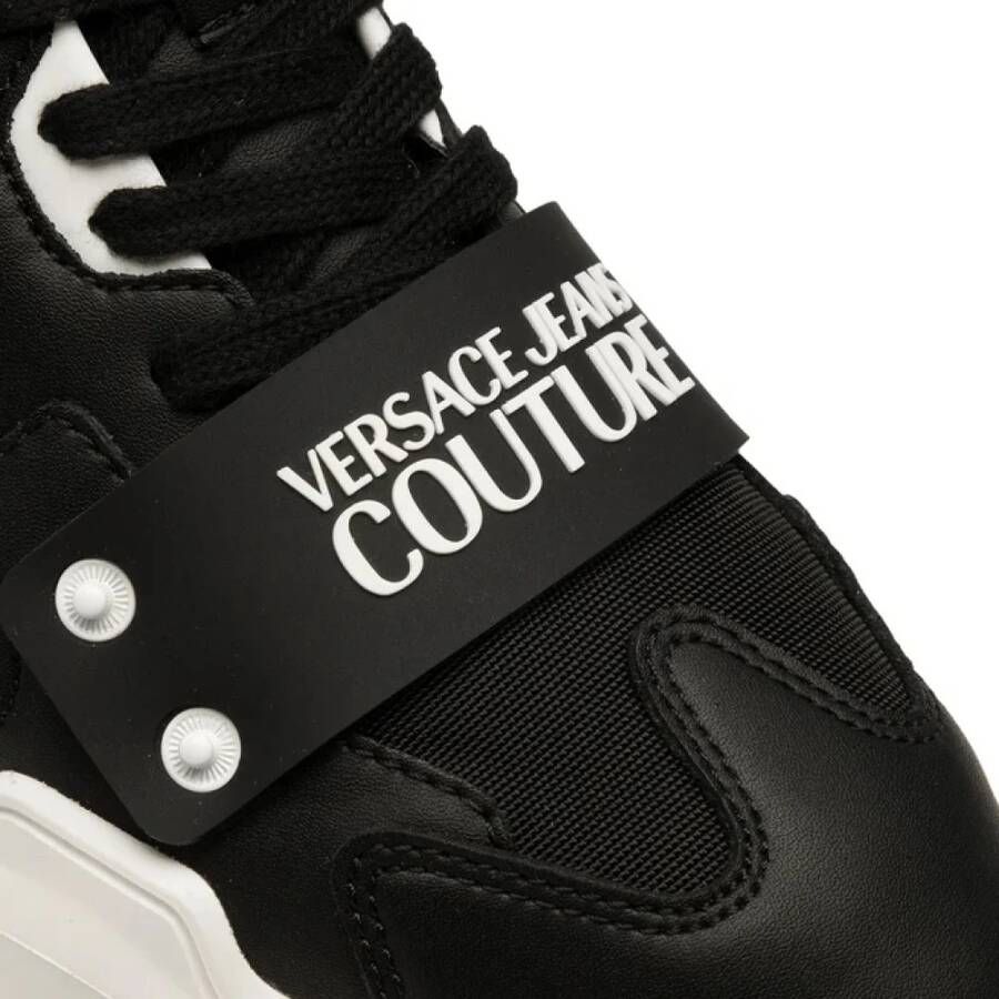 Versace Zwarte Sneakers met Wit Logo Black Heren