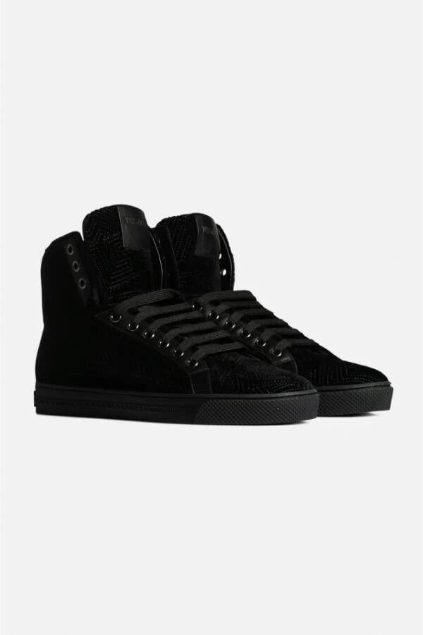 Versace Zwarte Velvet High-Top Sneakers Black Heren