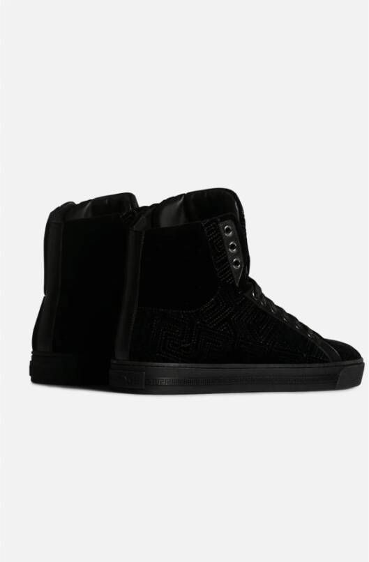 Versace Zwarte Velvet High-Top Sneakers Black Heren