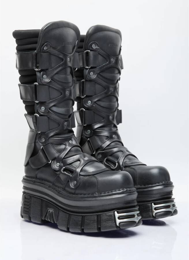 Vetements Chunky Leren Tower Laarzen Black Dames