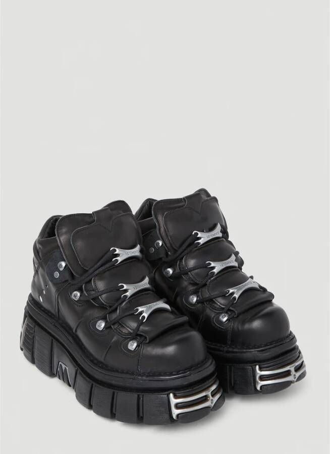 Vetements Leren platform sneakers met logo plaques Zwart Heren