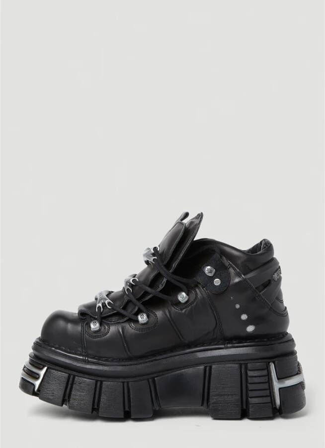 Vetements Leren platform sneakers met logo plaques Zwart Heren