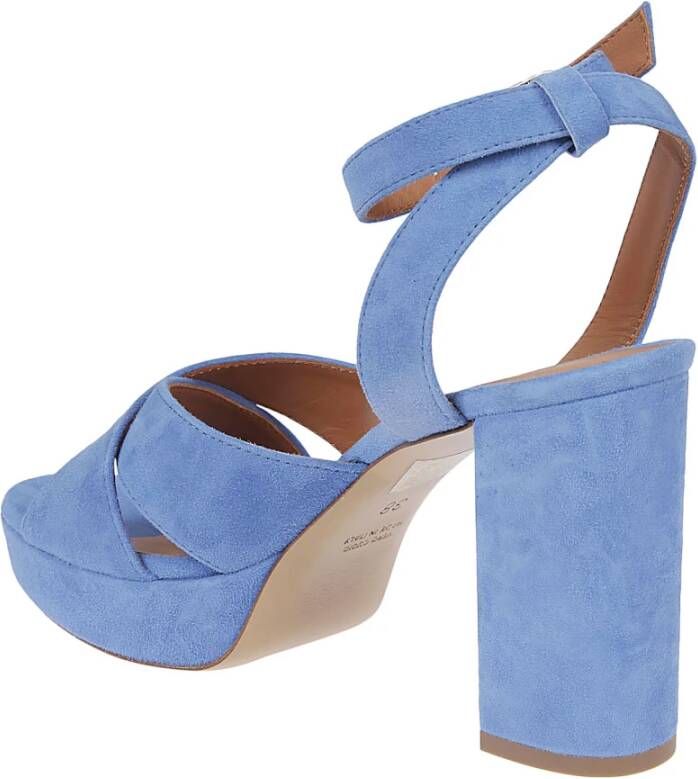 Via Roma 15 Avion Blauw Suède Gekruiste Band Sandalen Blue Dames