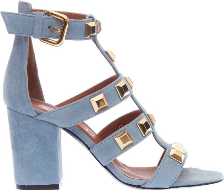 Via Roma 15 Lichtblauwe Suède Sandalen met Studs Blue Dames