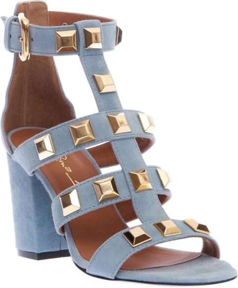 Via Roma 15 Lichtblauwe Suède Sandalen met Studs Blue Dames