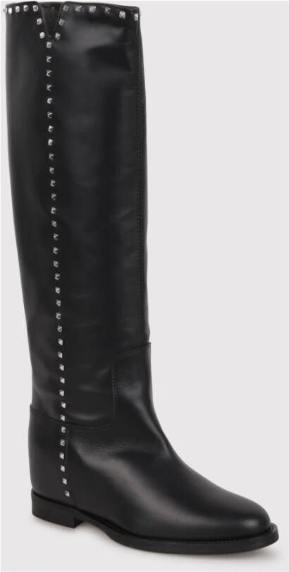 Via Roma 15 Studded Boots met Zilverkleurig Detail Black Dames