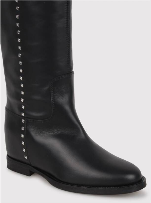 Via Roma 15 Studded Boots met Zilverkleurig Detail Black Dames