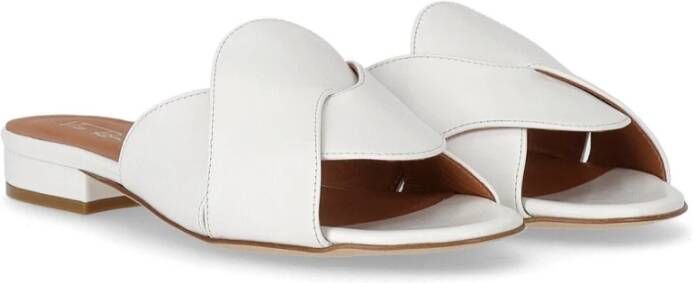 Via Roma 15 Witte Leren Kruis Slide Sandaal White Dames