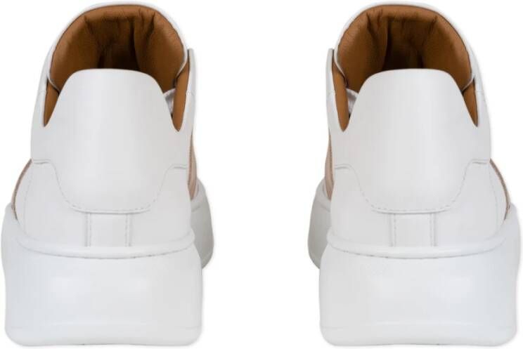 Via Roma 15 Witte Leren Sneakers met Gouden V-Detail White Dames