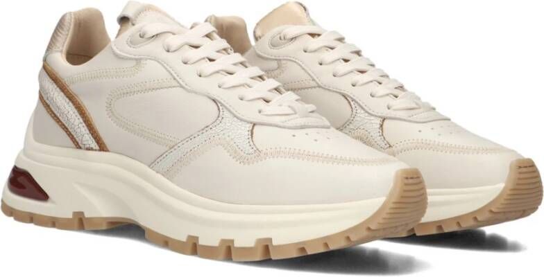 Via Vai Beige Leren Lage Sneakers Beige Dames