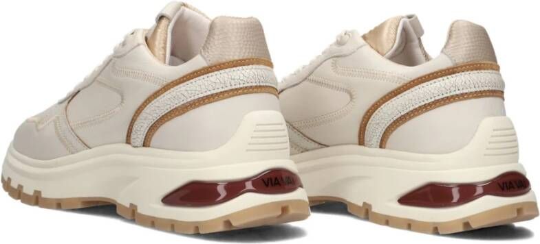 Via Vai Beige Leren Lage Sneakers Beige Dames