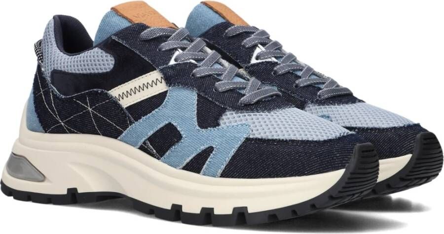 Via Vai Blauwe Denim Mesh Lage Sneakers Multicolor Dames