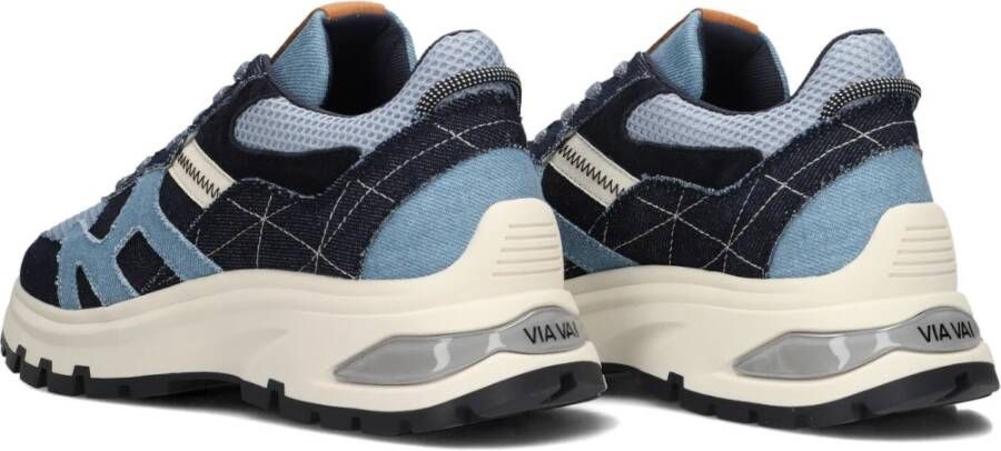 Via Vai Blauwe Denim Mesh Lage Sneakers Multicolor Dames