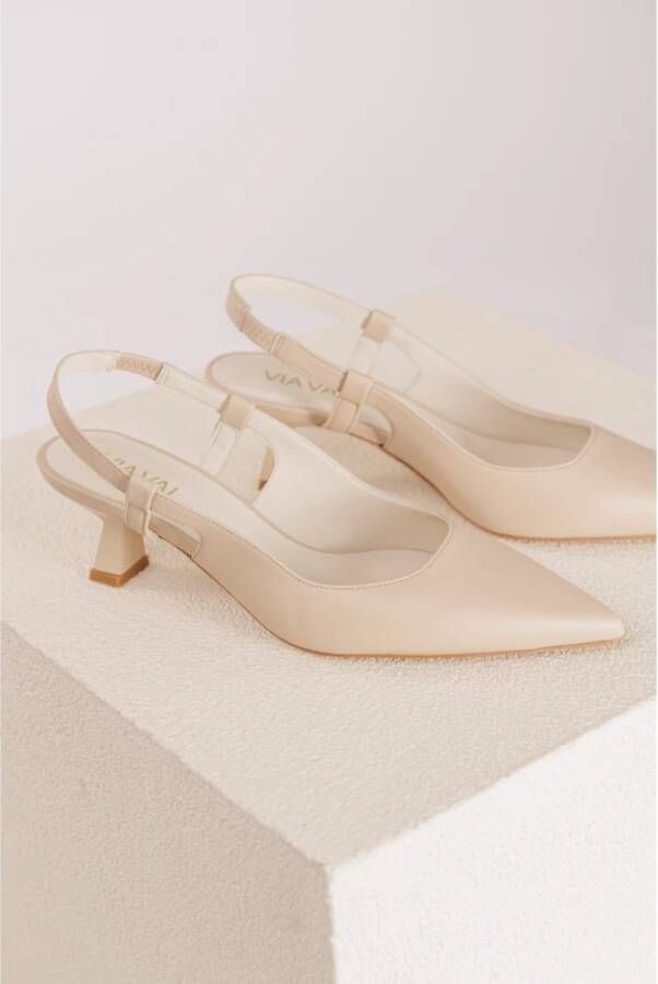 Via Vai Elegante Slingback Pump met Kitten Heel Beige Dames