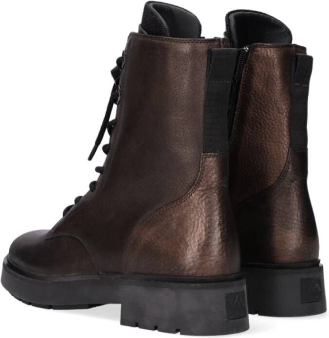 Via Vai Metallic Bruin Leren Veterschoenen Brown Dames