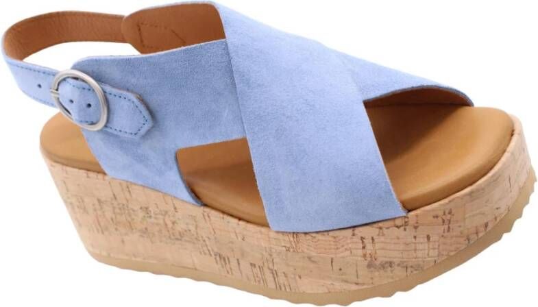 Via Vai Glamour Wedges Sandal Spechtje Blue Dames