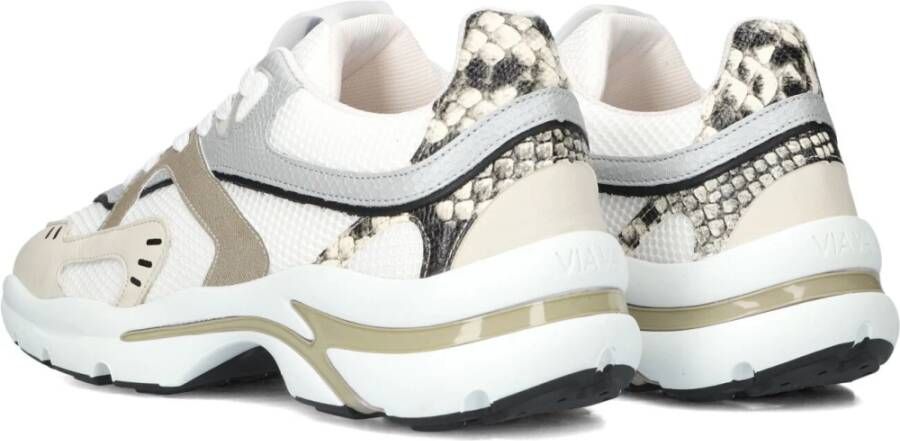 Via Vai Witte Leren Lage Sneakers Multicolor Dames