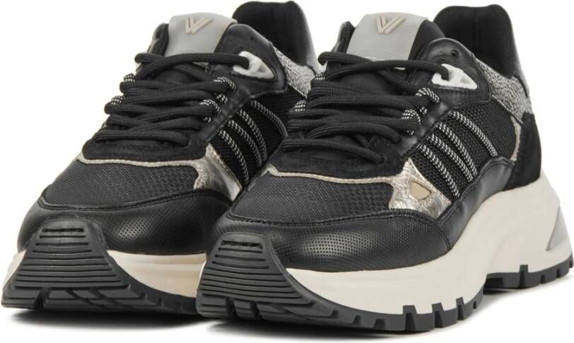 Via Vai Zwarte combi sneakers Black Dames