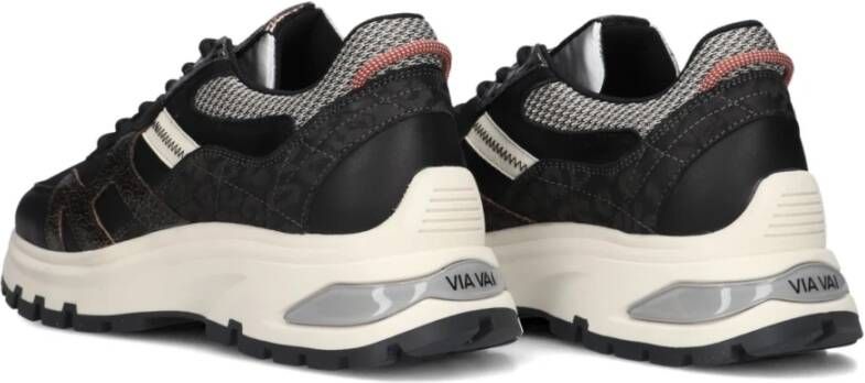 Via Vai Zwarte Leren Sneakers Liz Finley Black Dames