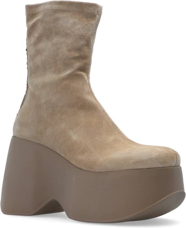 Vic Matié Plateau enkellaarzen Beige Dames