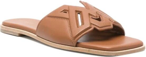 Vic Matié Bruin Leren Vierkante Neus Sandalen Brown Dames