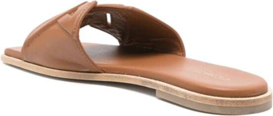 Vic Matié Bruin Leren Vierkante Neus Sandalen Brown Dames