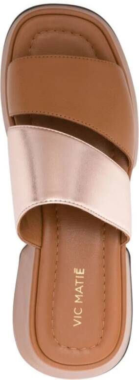 Vic Matié Bruine Leren Sandalen met Uitsparingen Brown Dames