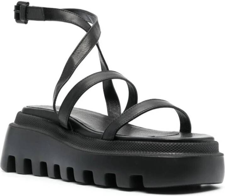 Vic Matié Casual Zwarte Leren Sandalen Black Dames