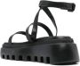 Vic Matié Casual Zwarte Leren Sandalen Black Dames - Thumbnail 3