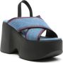 Vic Matié Denim Crossover Strap Platform Sandalen Blue Dames - Thumbnail 2