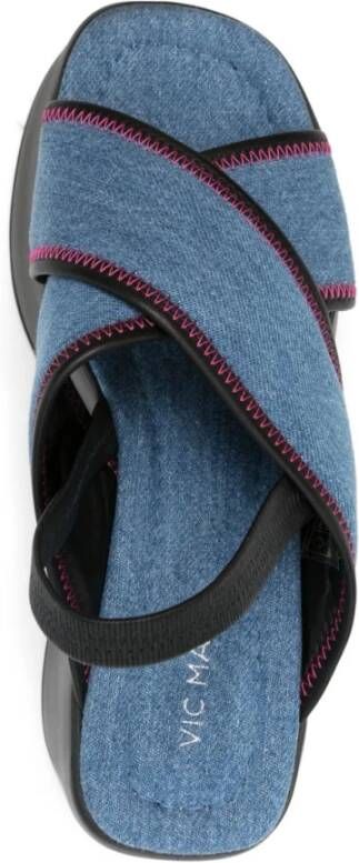 Vic Matié Denim Crossover Strap Platform Sandalen Blue Dames