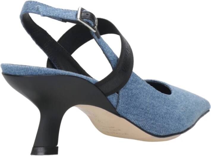 Vic Matié Denim Sandaal met Logo Blue Dames