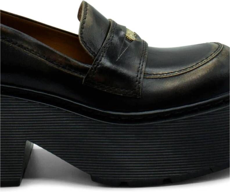 Vic Matié Gestreepte Pennyloafer in Donkerbruin Brown Dames