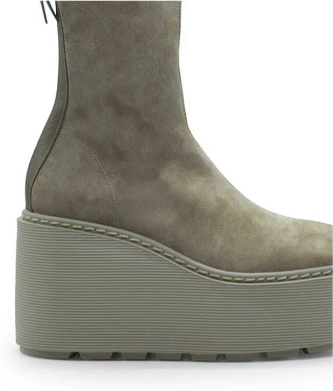 Vic Matié Gestreepte Sandaalboot in Stretchleer Beige Dames