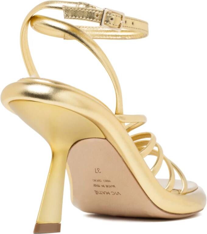 Vic Matié Gouden Strappy Sandalen met Radiaal Patroon Yellow Dames