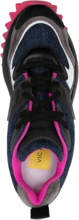 Vic Matié Indigo Blauw Multi-Panel Platform Sneakers Black Dames