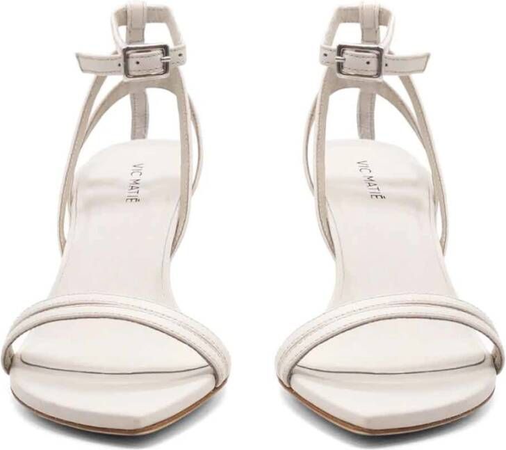 Vic Matié Kruis-Slipper Sandalen in IJsleer Beige Dames