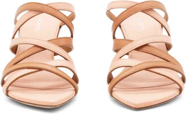 Vic Matié Leren Cross-Slip Sandalen in Beige Roze Multicolor Dames